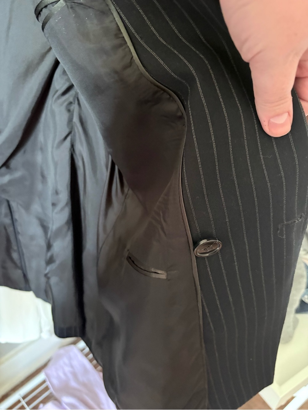 Vintage 1990s Emporio Armani Green Line Double-Breasted Pinstripe Blazer - Picture 11 of 11